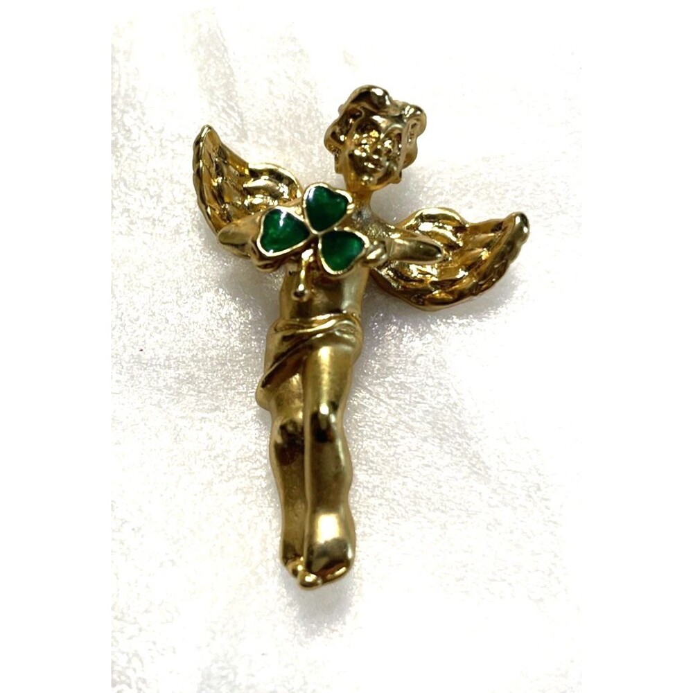 Shamrock Angel Pin Clover St Patrick’s Day Avon